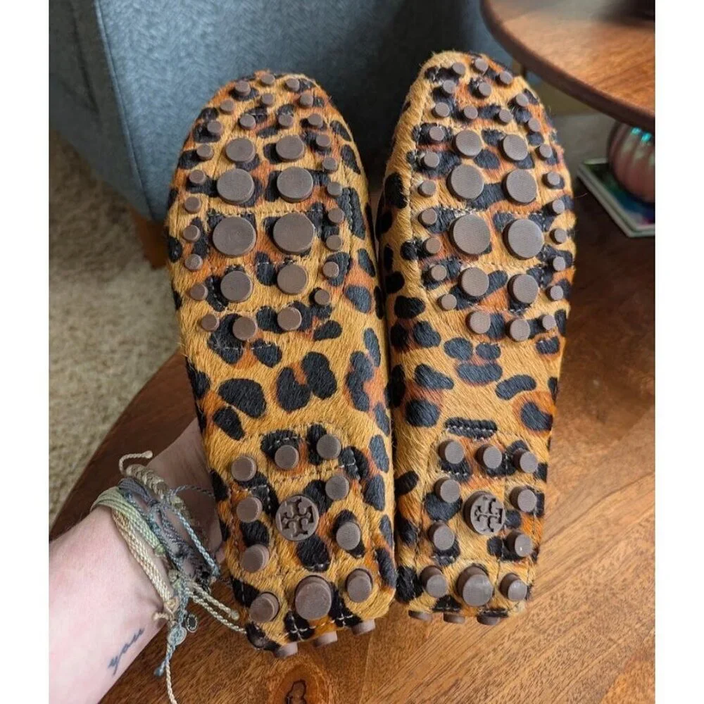 Tory Burch Shoe Leopard Calf Hair Kendrick Loafers Womens 7